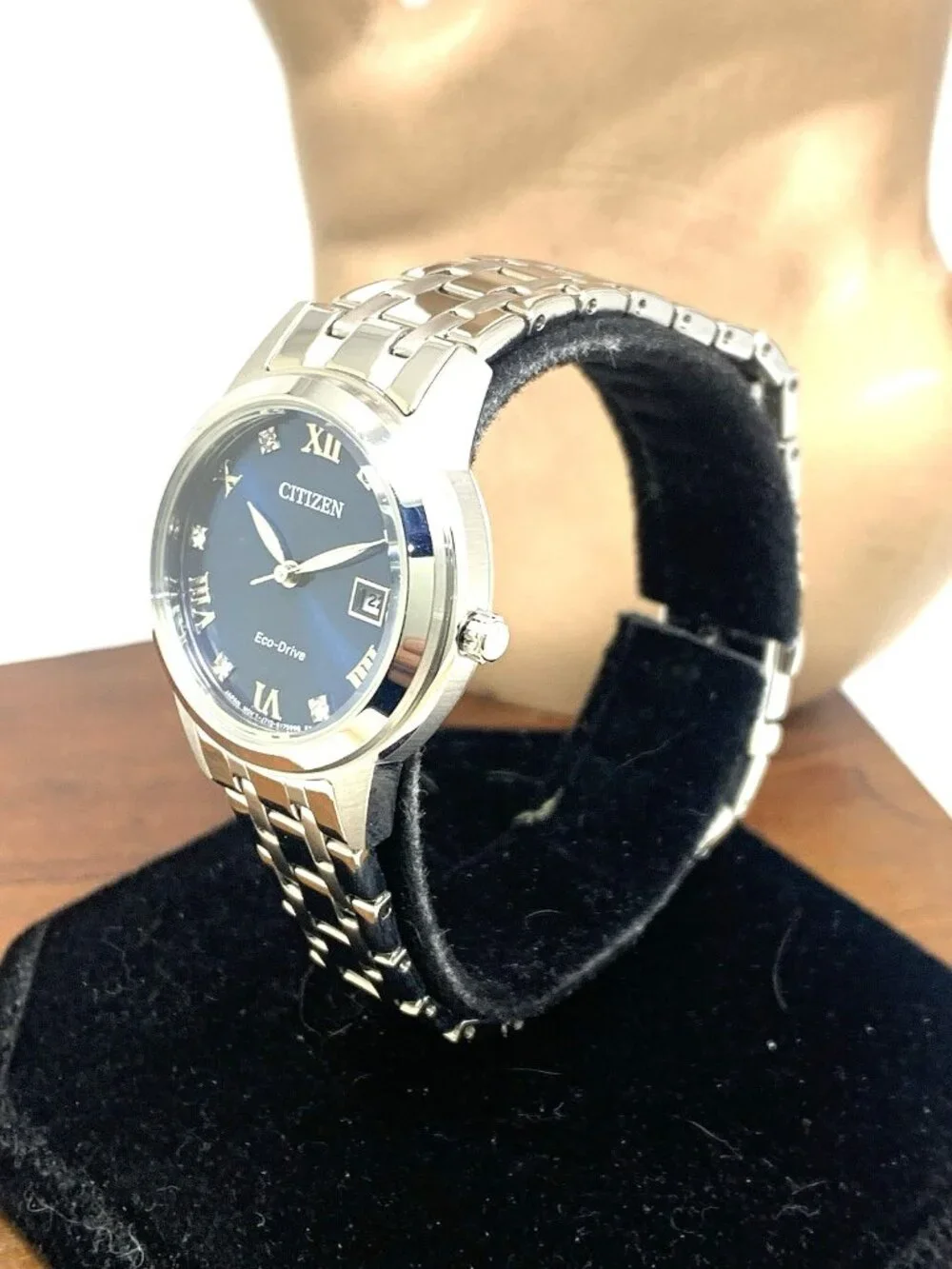 Citizen Women's Watch FE1240-57L Eco Drive Blue Dial Gemmed Silver Steel 29mm